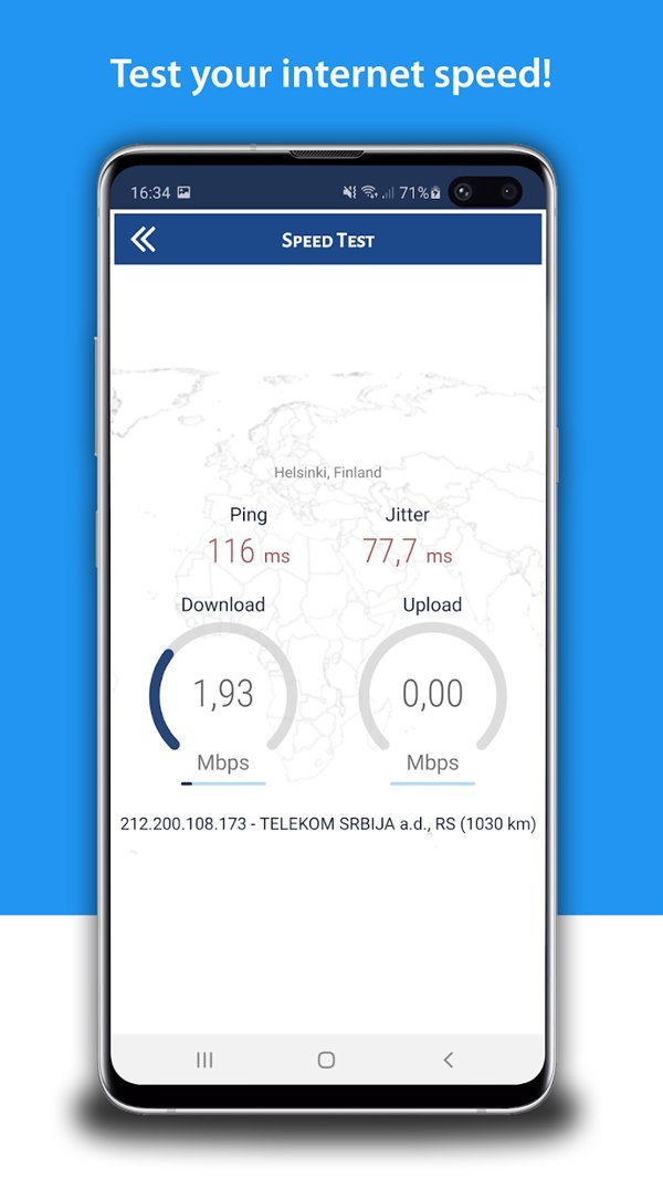 Speed test screen